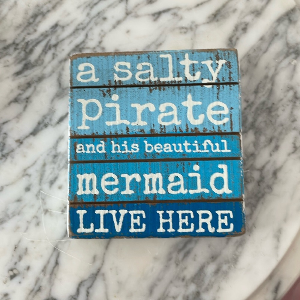 Cute wood sign . Coastal mermaid and pirate theme
